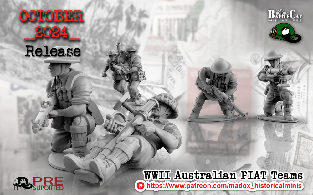 WW2 Australian Pacific PIAT Teams | Battlecat 28mm Historical Wargaming Miniatures