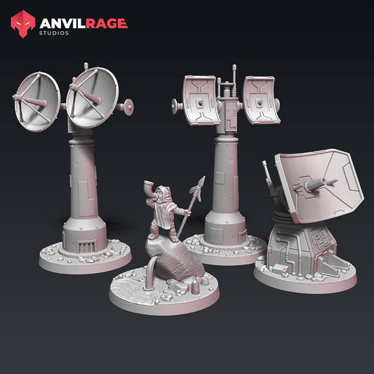 Comms Towers POI Markers | Anvilrage Galactic SciFi Miniatures 32mm 1/47 Legion Scale Role Playing Miniatures