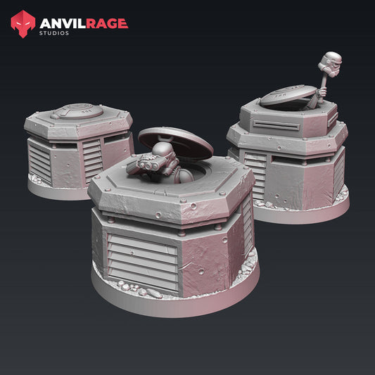 Empire Bunker POI Markers | Anvilrage Galactic SciFi Miniatures 32mm 1/47 Legion Scale Role Playing Miniatures