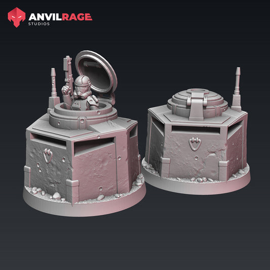 Republic Bunker POI Markers | Anvilrage Galactic SciFi Miniatures 32mm 1/47 Legion Scale Role Playing Miniatures