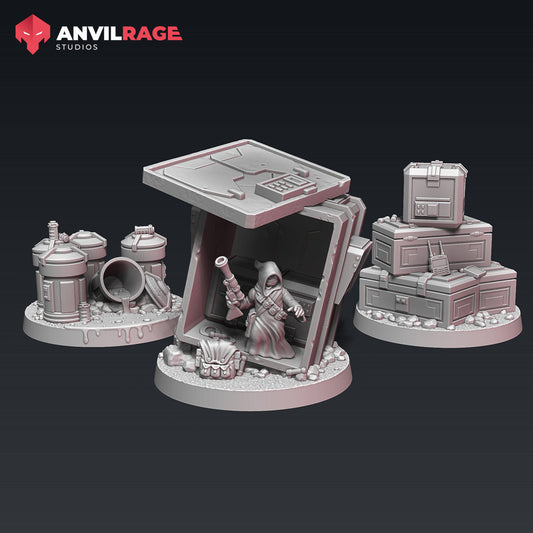 Stockpile POI Markers | Anvilrage Galactic SciFi Miniatures 32mm 1/47 Legion Scale Role Playing Miniatures