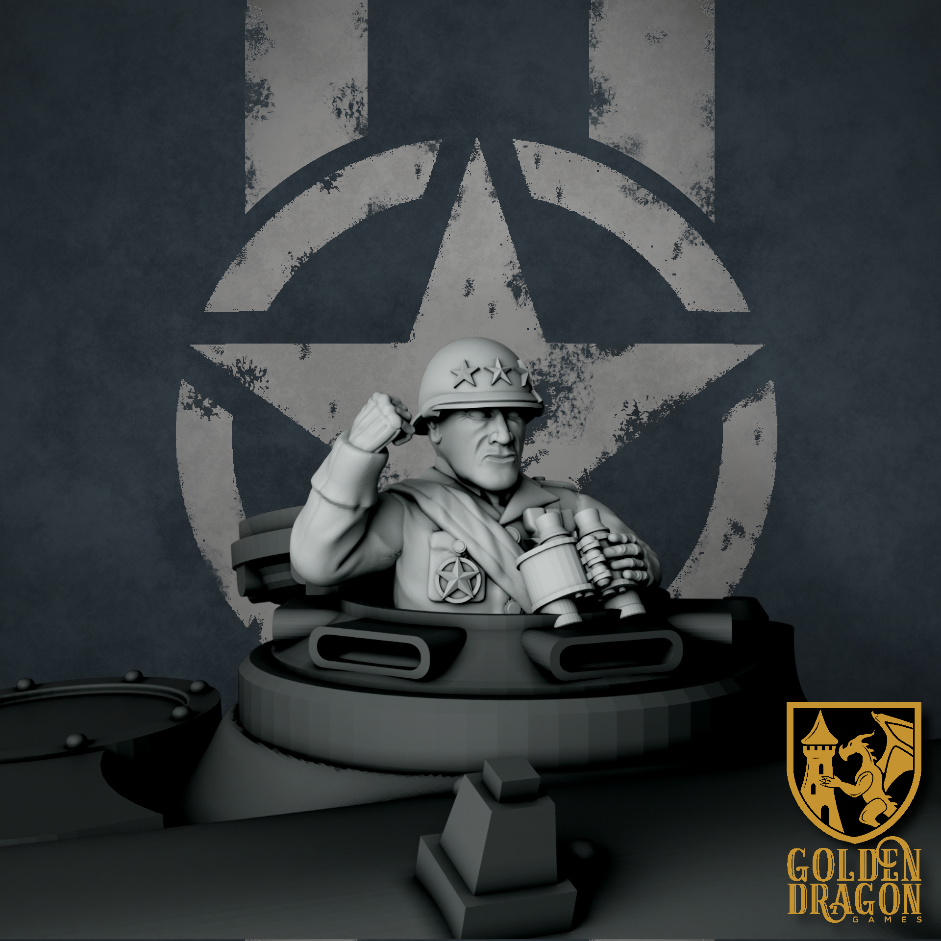United States of America General George S. Patton | Golden Dragon Games Weird WW2 Role Playing Miniatures