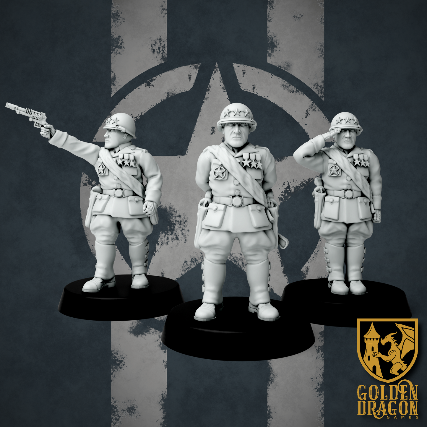 United States of America General George S. Patton | Golden Dragon Games Weird WW2 Role Playing Miniatures