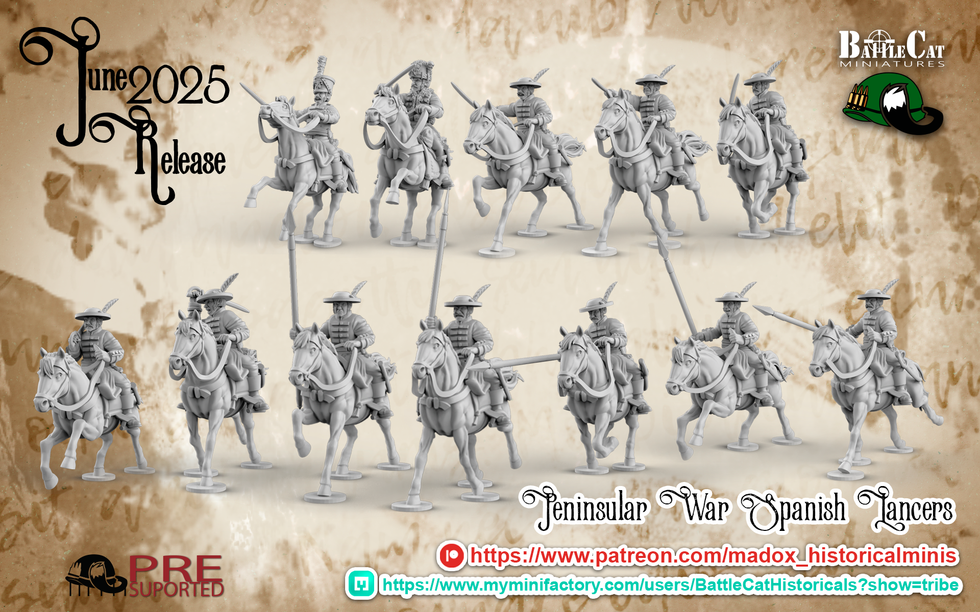 Napoleonic Spanish Peninsular Lancers | Battlecat 28mm Historical Wargaming Miniatures Role Playing Miniatures