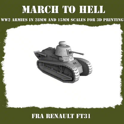 WW2 FRENCH ARMY RENAULT FT31 | 3DBreed 15mm Wargaming Miniatures