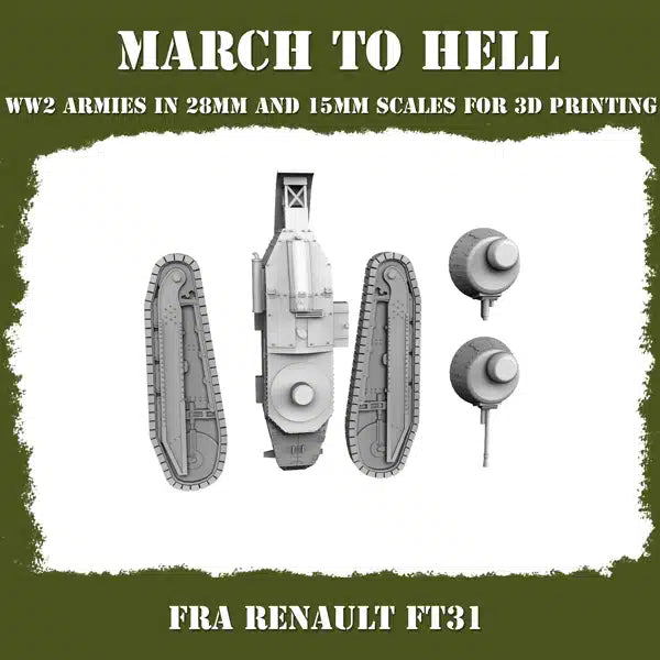 WW2 FRENCH ARMY RENAULT FT31 | 3DBreed 15mm Wargaming Miniatures