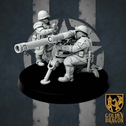 United States of America Infantry Heavy Weapons | Golden Dragon Games Weird WW2 Recoilless Rifle Role Playing Miniatures