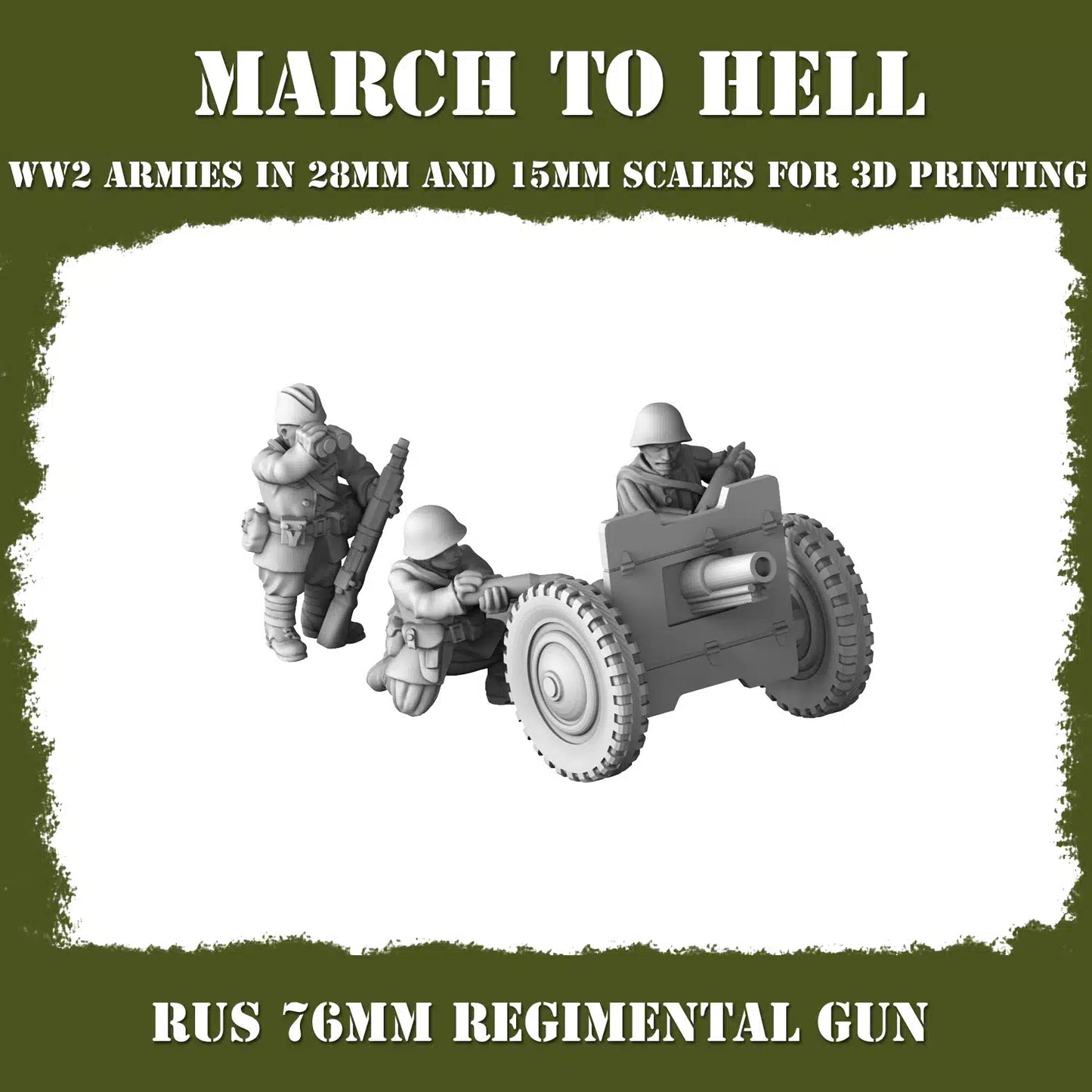 WW2 RED ARMY 76mm REGIMENTAL GUN | 3DBreed 15mm Wargaming Miniatures