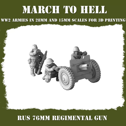WW2 RED ARMY 76mm REGIMENTAL GUN | 3DBreed 15mm Wargaming Miniatures