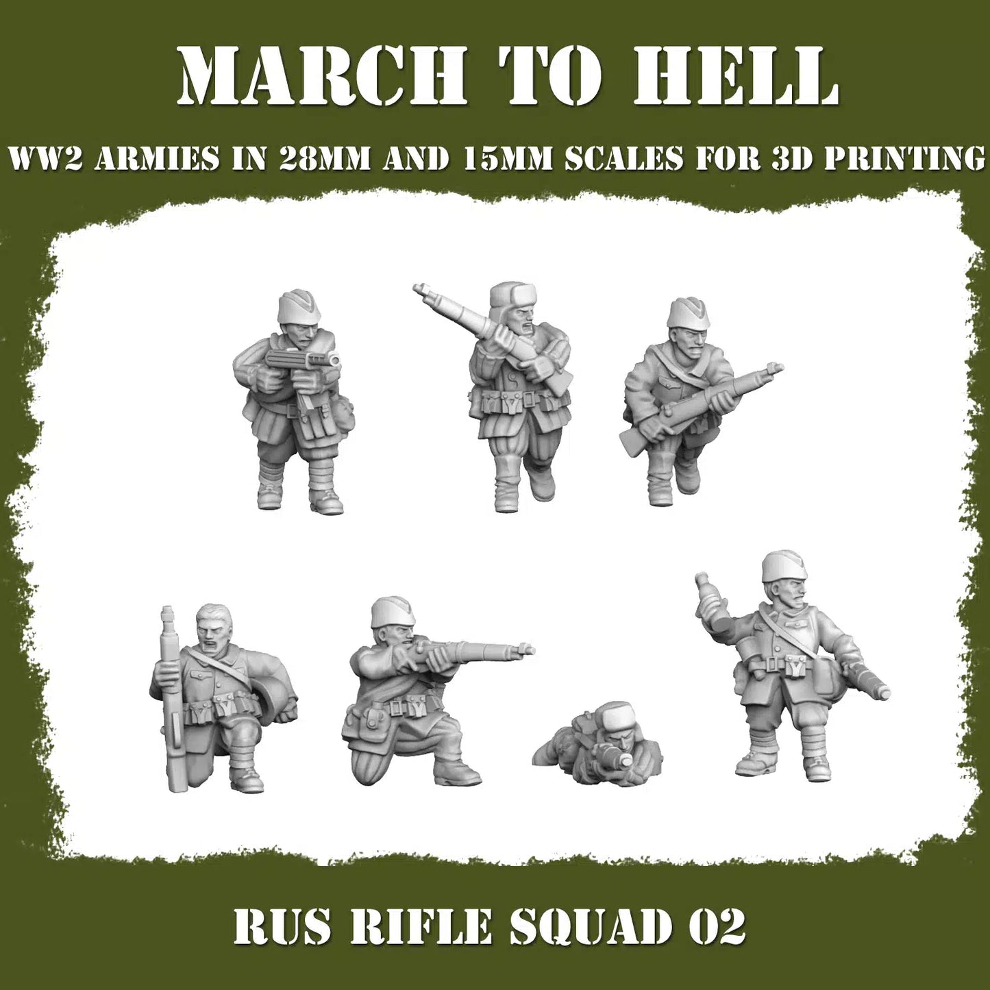 WW2 RED ARMY RIFLE SQUAD | 3DBreed 15mm Wargaming Miniatures