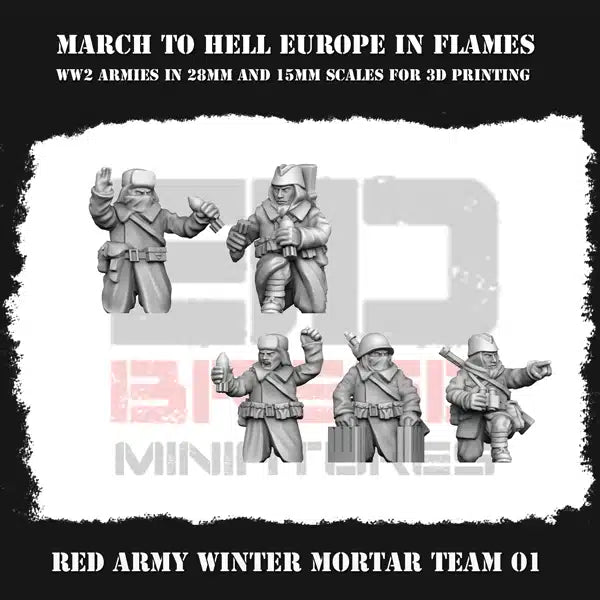 WW2 RED ARMY WINTER MORTAR TEAMS | 3DBreed 15mm Wargaming Miniatures