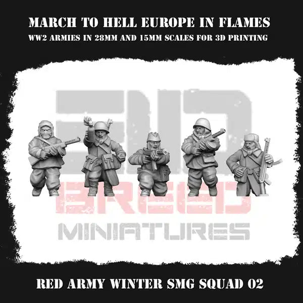 WW2 RED ARMY WINTER SMG SQUAD 02 | 3DBreed 15mm Wargaming Miniatures