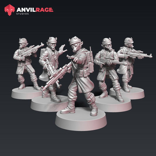 Resistance Rodian Soldiers | Anvilrage Galactic SciFi Miniatures 32mm 1/47 Legion Scale Role Playing Miniatures