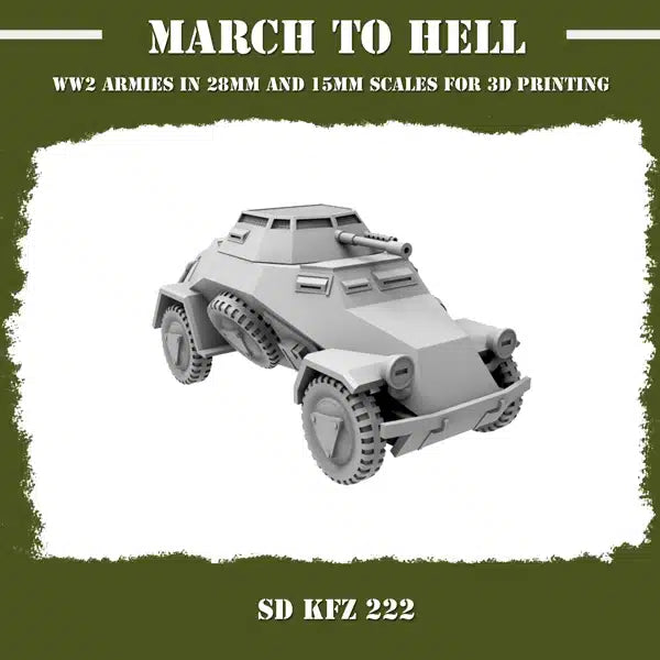 WW2 GERMAN ARMY (WEHRMACHT) SD KFZ 222 | 3DBreed 15mm Wargaming Miniatures