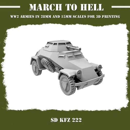 WW2 GERMAN ARMY (WEHRMACHT) SD KFZ 222 | 3DBreed 15mm Wargaming Miniatures
