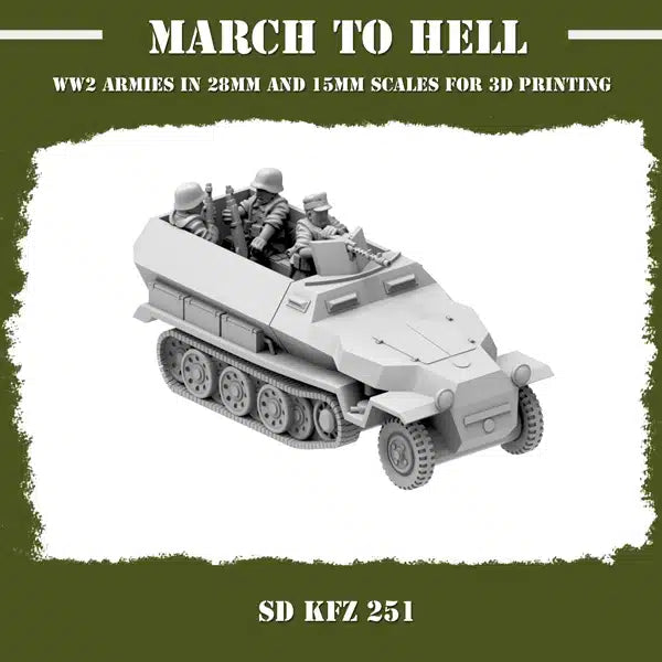 WW2 GERMAN ARMY (WEHRMACHT) SD KFZ 251 | 3DBreed 15mm Wargaming Miniatures