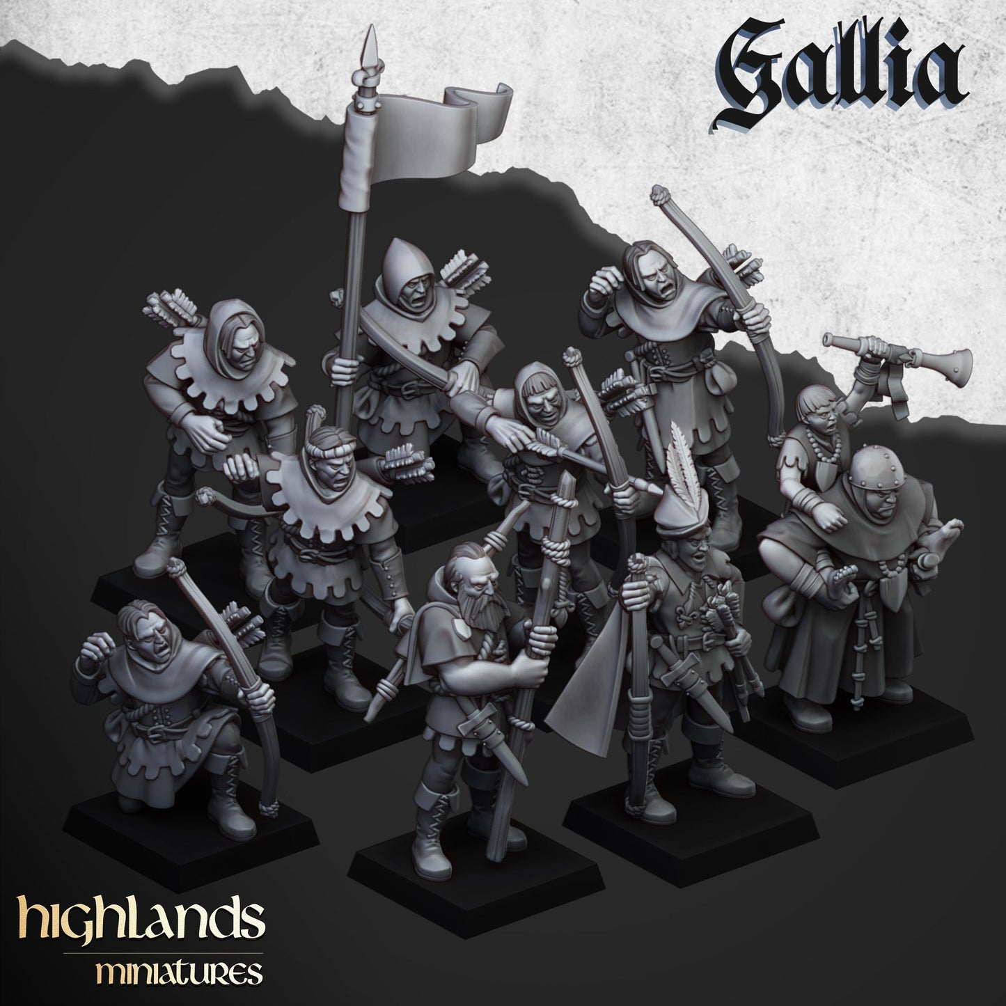 Kingdom of Gallia Robin Hood and Sherwood Archers | Highlands Miniatures 28/32mm Fantasy Wargaming Miniatures Role