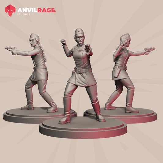 Empire Female Officer | Anvilrage Galactic SciFi Miniatures Shatter Scale Role Playing Miniatures