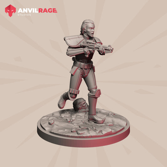 Empire Female Stormsoldier Captain | Anvilrage Galactic SciFi Miniatures Shatter Scale Role Playing Miniatures