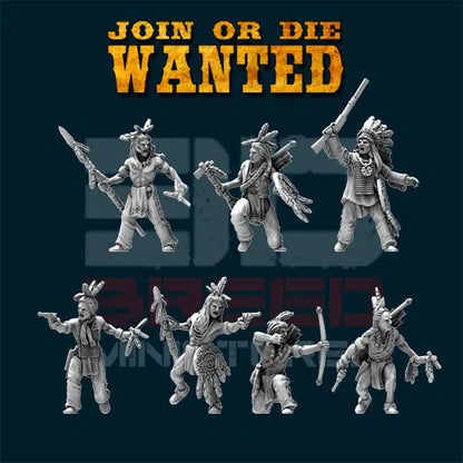 JOIN OR DIE WANTED SIOUX | 3D Breed 28mm Wild West Wargaming Miniatures