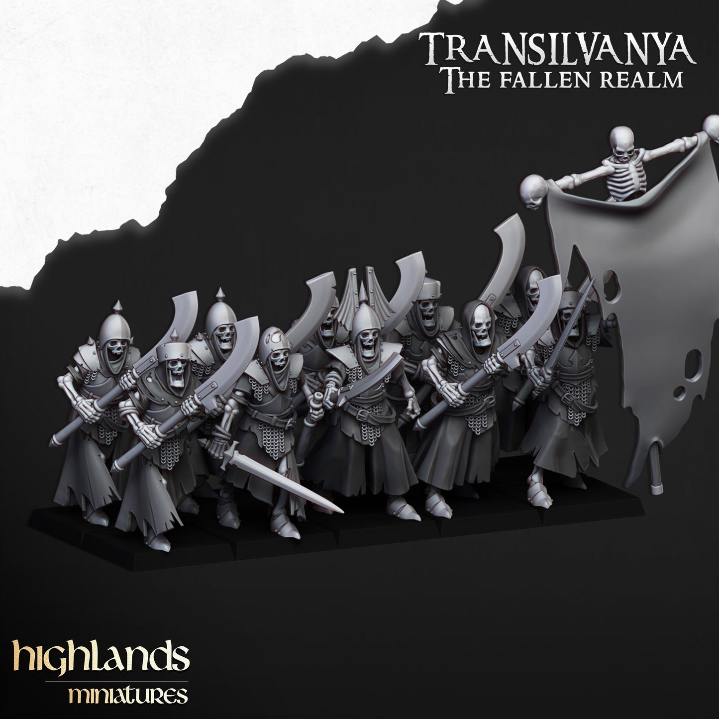 Transilvanya Skeletal Guard Great Weapons | Highlands Miniatures 28/32mm Fantasy Wargaming Miniatures Role Playing