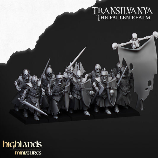 Transilvanya Skeletal Guard | Highlands Miniatures 28/32mm Fantasy Wargaming Miniatures Role Playing Miniatures