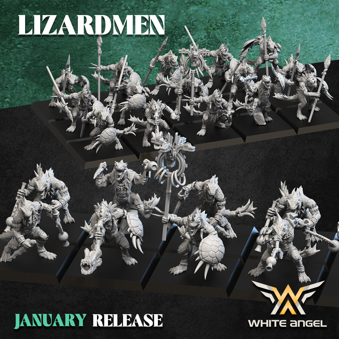 Lizardmen Skirmishers | White Angel 28/32mm Fantasy Wargaming Miniatures