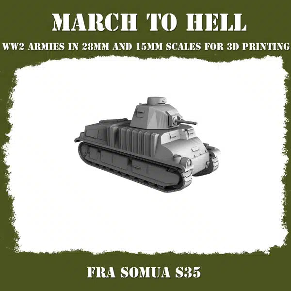 WW2 FRENCH ARMY SOMUA S35 | 3DBreed 15mm Wargaming Miniatures