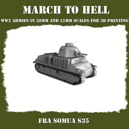 WW2 FRENCH ARMY SOMUA S35 | 3DBreed 15mm Wargaming Miniatures