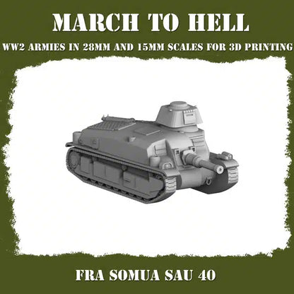 WW2 FRENCH ARMY SOMUA SAU 40 | 3DBreed 15mm Wargaming Miniatures