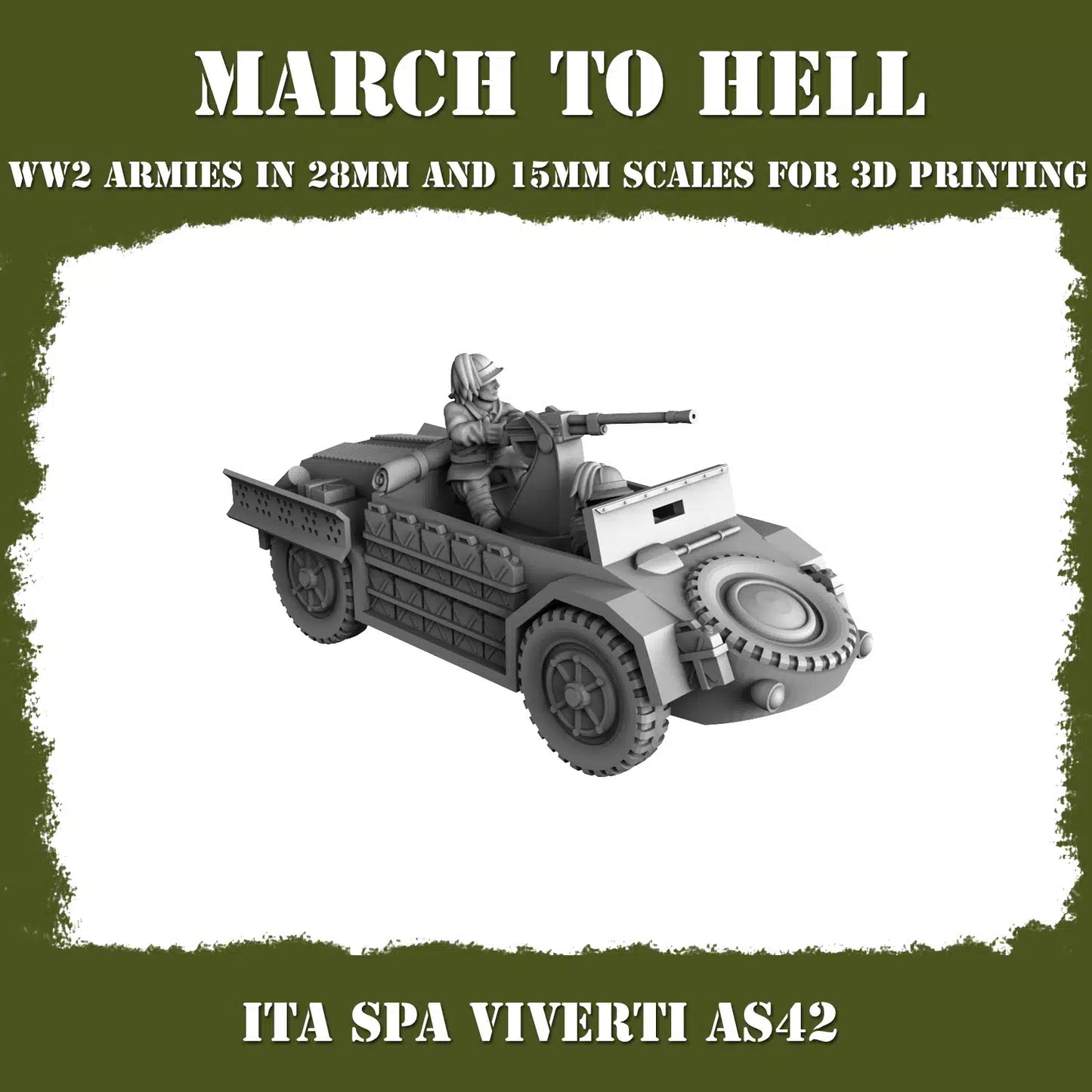 WW2 ITALIAN ARMY (BERSAGLIERI) SPA VIVERTI AS 42 | 3DBreed 15mm Wargaming Miniatures