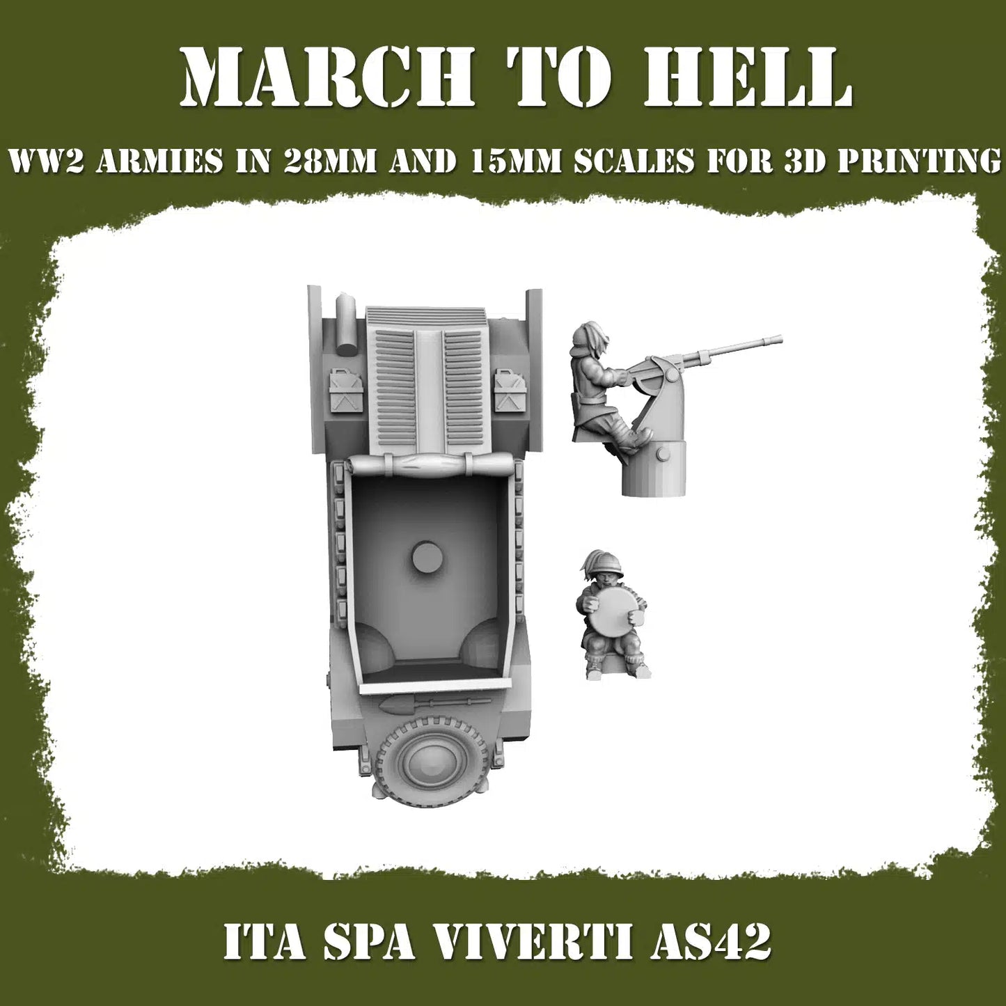 WW2 ITALIAN ARMY (BERSAGLIERI) SPA VIVERTI AS 42 | 3DBreed 15mm Wargaming Miniatures