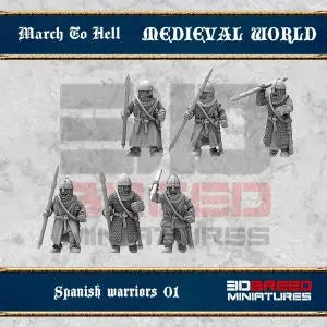 Medieval Spanish Spearmen | 3DBreed 15mm Wargaming Miniatures Role Playing Miniatures