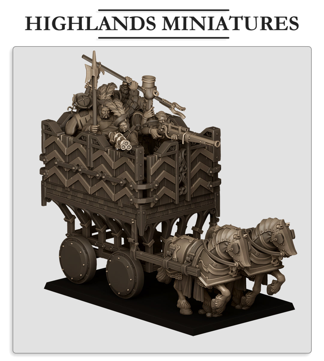 Sunland Armored Wagon | Highlands Miniatures 28/32mm Fantasy Wargaming Miniatures Role Playing Miniatures