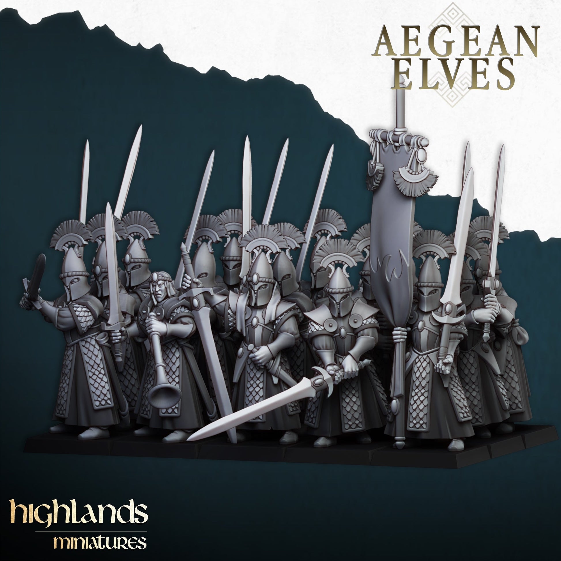 Aegean Elves Swords of Messara | Highlands Miniatures 28/32mm Fantasy Wargaming Miniatures Role Playing Miniatures