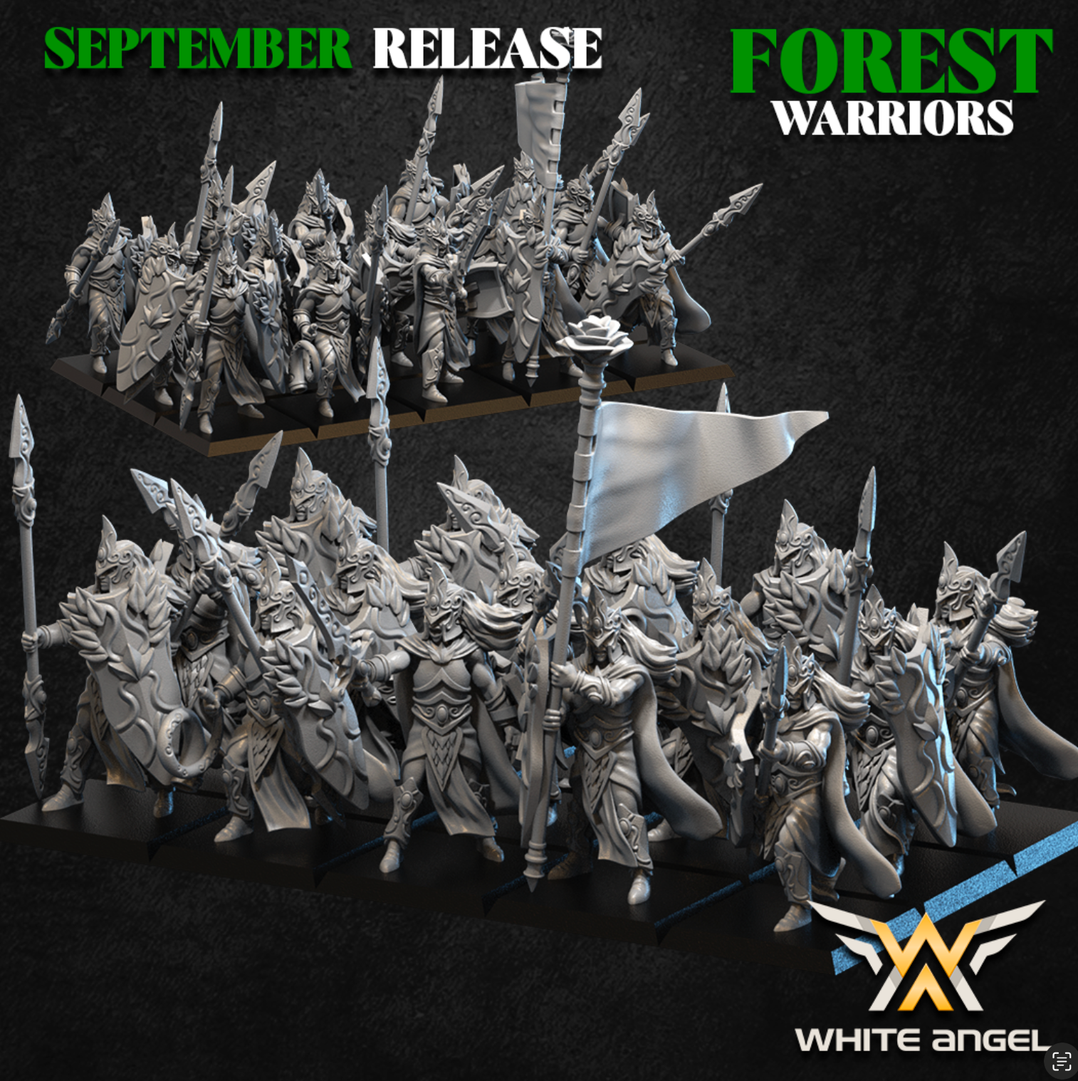 Forest Elves Forest Spearmen | White Angel 28/32mm Fantasy Wargaming Miniatures Role Playing Miniatures