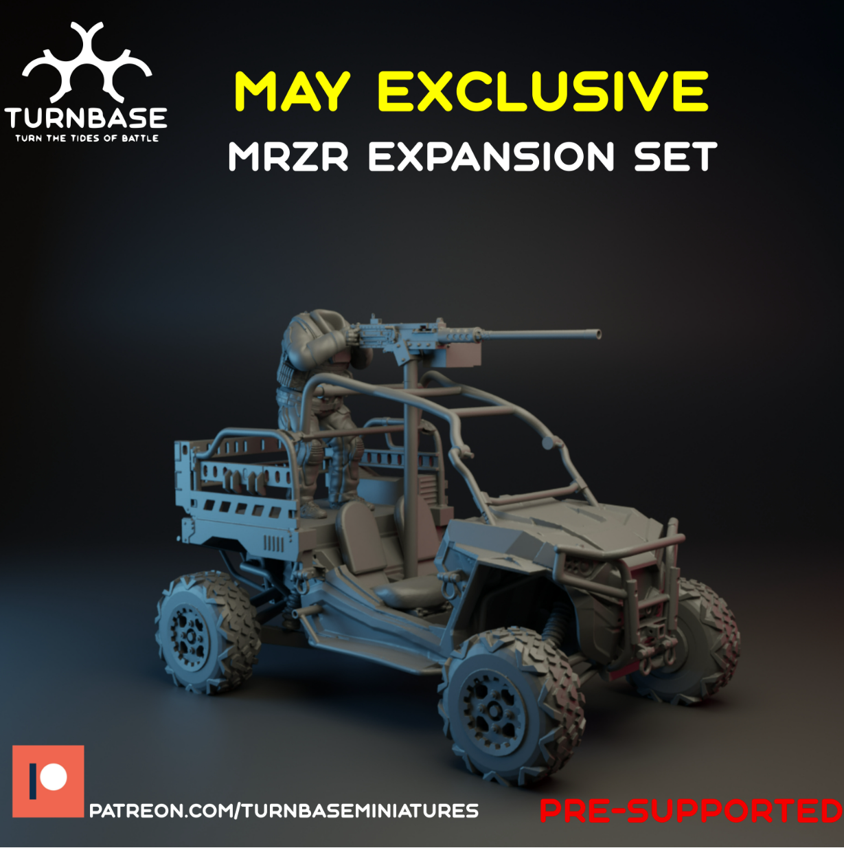MRZR Military Tactical Vehicle | Turnbase Modern Military Wargaming Miniatures 2 Seater with Mounted Gun Role Playing