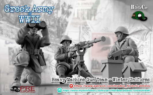 WW2 Greek Greatcoat HMG Teams | Battlecat 28mm Historical Wargaming Miniatures Role Playing Miniatures