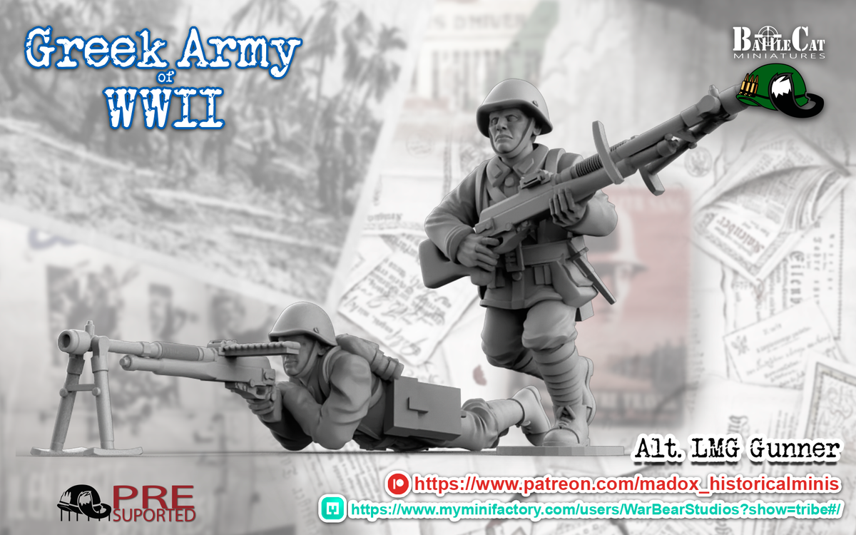 WW2 Greek LMG Teams | Battlecat 28mm Historical Wargaming Miniatures Role Playing Miniatures