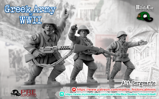 WW2 Greek Alt NCOs | Battlecat 28mm Historical Wargaming Miniatures Role Playing Miniatures