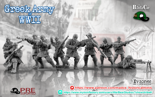 WW2 Greek Evzones | Battlecat 28mm Historical Wargaming Miniatures Role Playing Miniatures