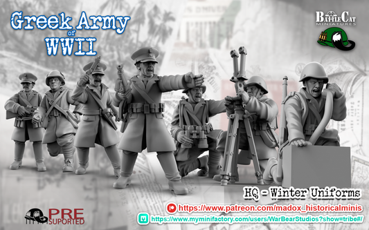 WW2 Greek Greatcoat HQ | Battlecat 28mm Historical Wargaming Miniatures Role Playing Miniatures