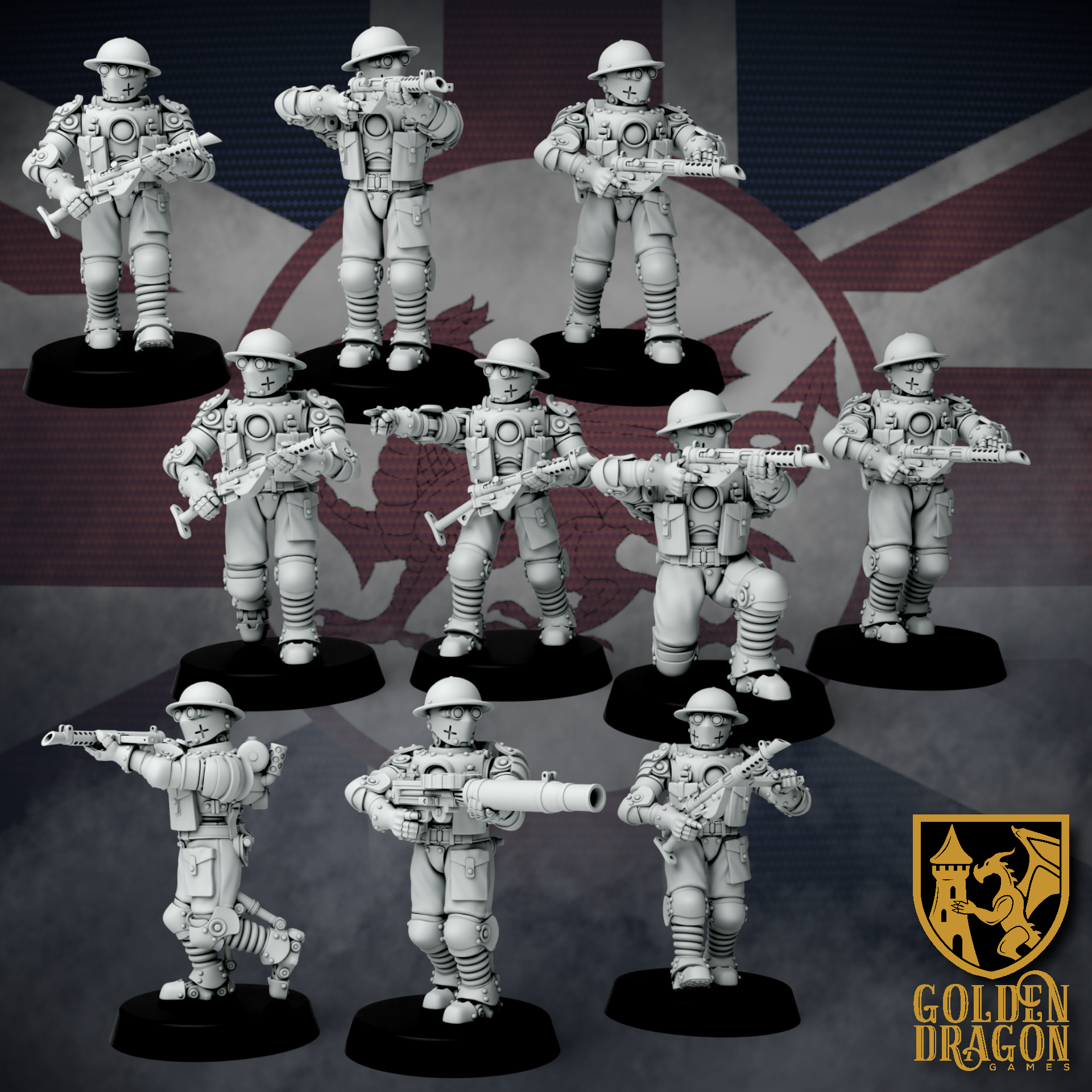 British Empire Automaton Infantry | Golden Dragon Games Weird WW2 Role Playing Miniatures