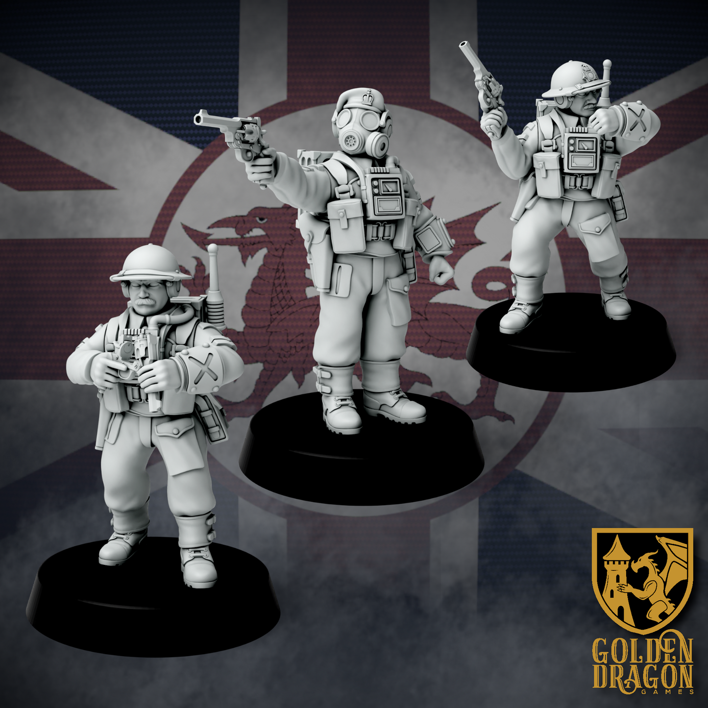 British Empire Technical Corporals | Golden Dragon Games Weird WW2 Role Playing Miniatures