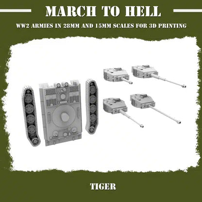 WW2 GERMAN ARMY (WEHRMACHT) TIGER I TANK | 3DBreed 15mm Wargaming Miniatures