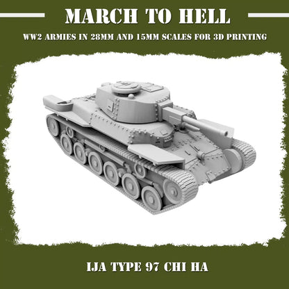 WW2 IMPERIAL JAPANESE ARMY (IJA) TYPE 97 CHI HA | 3DBreed 15mm Wargaming Miniatures