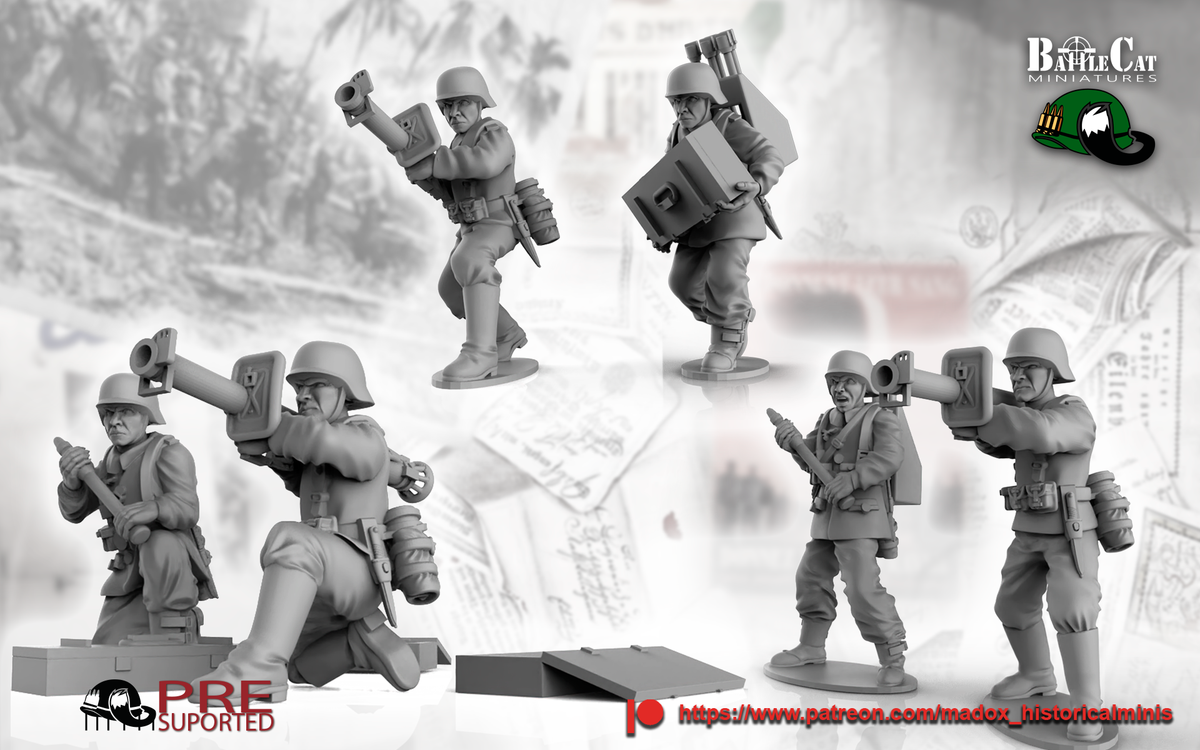 WW2 German Luftwaffe Panzerschreck Teams | Battlecat 28mm Historical Wargaming Miniatures Role Playing Miniatures