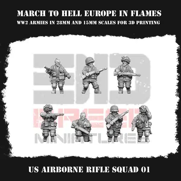 WW2 US AIRBORNE RIFLE SQUAD 01 | 3DBreed 15mm Wargaming Miniatures