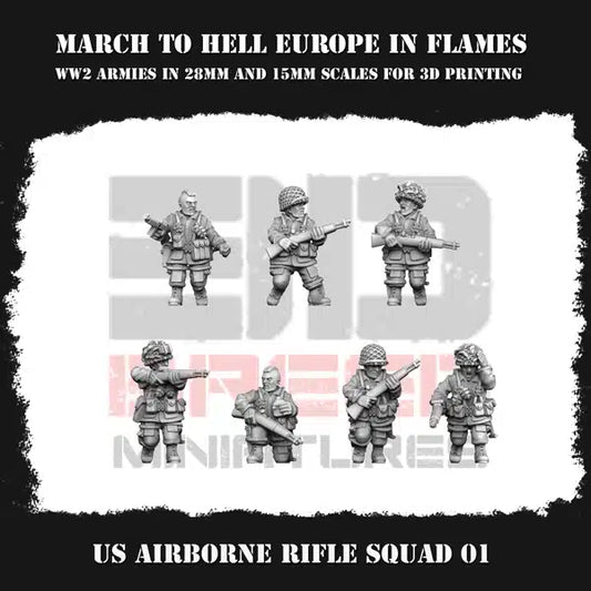 WW2 US AIRBORNE RIFLE SQUAD 01 | 3DBreed 15mm Wargaming Miniatures
