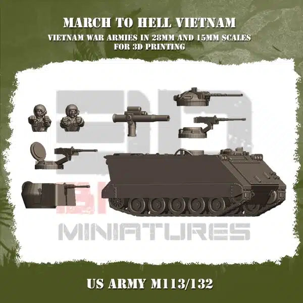 VIETNAM WAR US ARMY VIETNAM M113/132 | 3DBreed 15mm Wargaming Miniatures